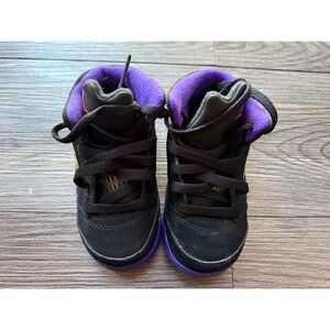 Jordan  Retro Raptors Black Purple Crimson Toddler Sneakers Size 6C